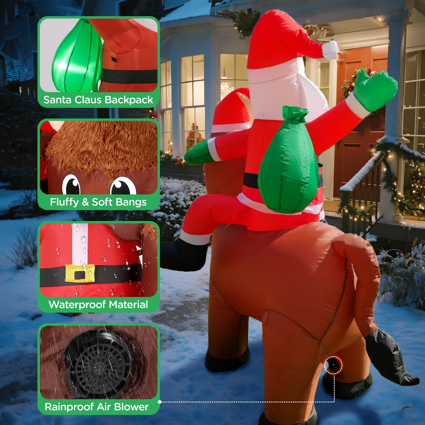 Toiyjofe 6FT Highland Cow Christmas Inflatables: Santa Claus with Highland Cow, Santa Blow Ups Outdoor Decorations Garden Decor, Built-in LED Lights, Cute Farm Animals for Outside Yard Lawn Xmas Party
