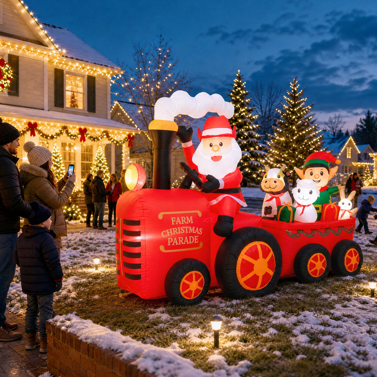 8.7FT Santa Farm Tractor Christmas Inflatable