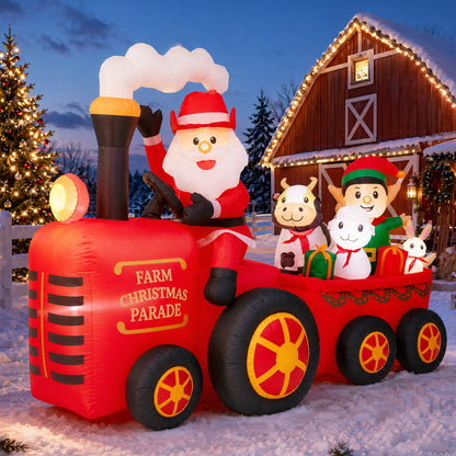 8.7FT Santa Farm Tractor Christmas Inflatable