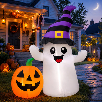 5.5FT Smiling Ghost with Pumpkin Halloween Inflatable