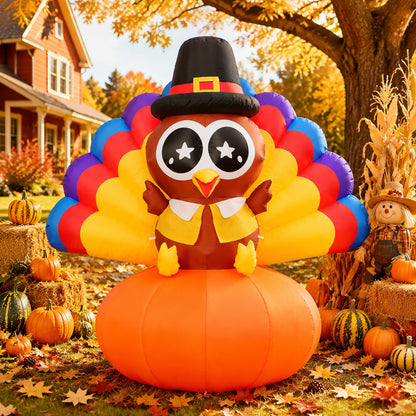 6FT Thanksgiving Turkey on Pumpkin Inflatable