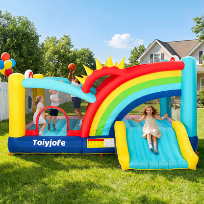 16FT Rainbow Playland Bounce House for Big Kids