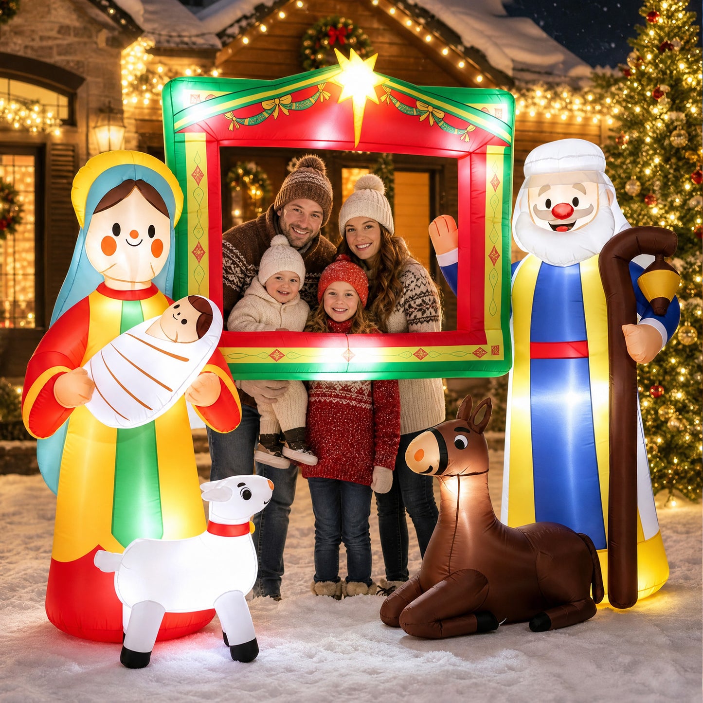 9FT Nativity Scene Photo Frame Christmas Inflatable