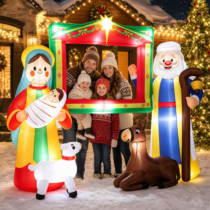 9FT Nativity Scene Photo Frame Christmas Inflatable