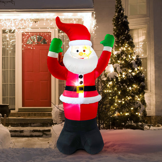 6FT Christmas Inflatables Santa Claus Blow-up Christmas Outdoor Decorations with LED Lights for Holiday Garden Lawn Yard Decoration