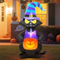6FT Halloween Inflatables Cat Decoration - Blow Up Yard Lovely Black Cat with Witch Hat Holding Pumpkin Face Build-in LED Lights for Home Halloween Party Garden Lawn Indoor Outdoor Decor