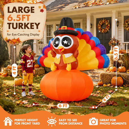 6FT Thanksgiving Turkey on Pumpkin Inflatable