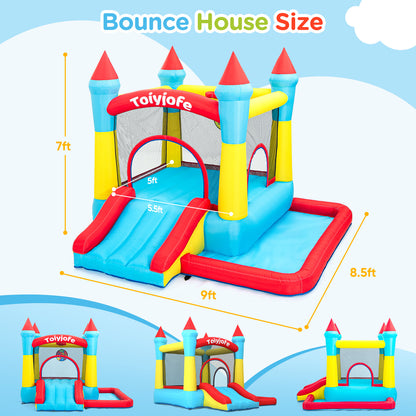 9FT 5-in-1 Bounce House with Slide & Ball Pit