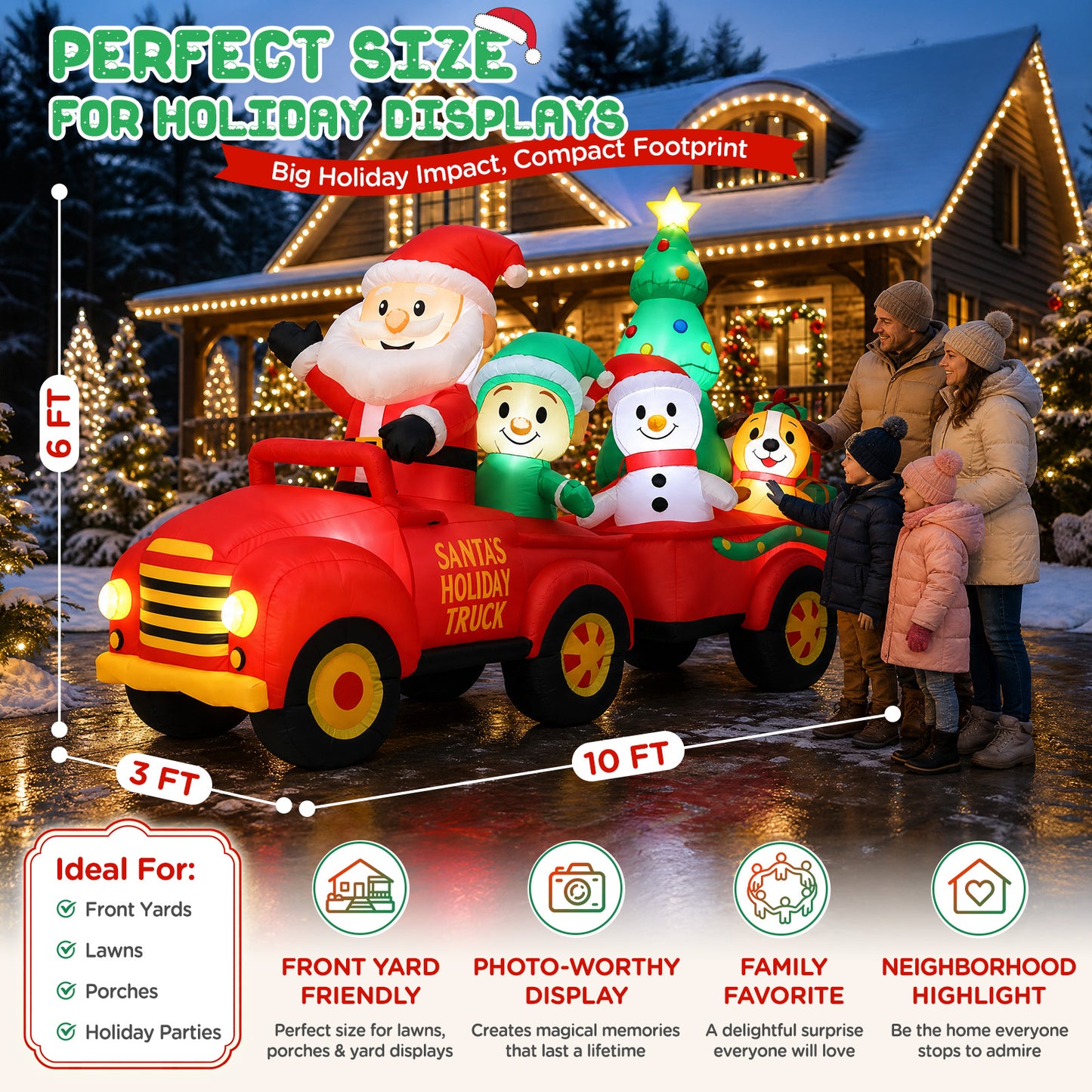 10FT Santa Holiday Truck Christmas Inflatable