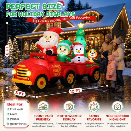 10FT Santa Holiday Truck Christmas Inflatable