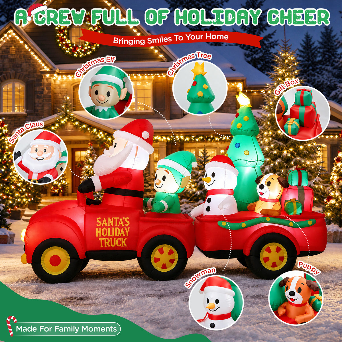 10FT Santa Holiday Truck Christmas Inflatable