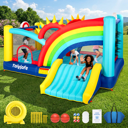 16FT Rainbow Playland Bounce House for Big Kids
