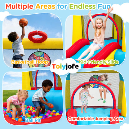9FT 5-in-1 Bounce House with Slide & Ball Pit