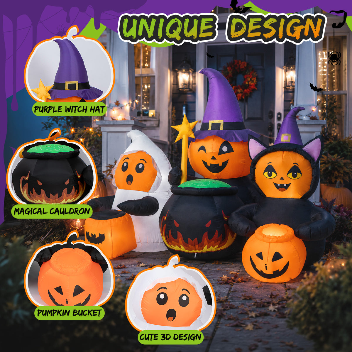 7FT Costume Pumpkin Trio Halloween Inflatable