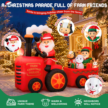 8.7FT Santa Farm Tractor Christmas Inflatable