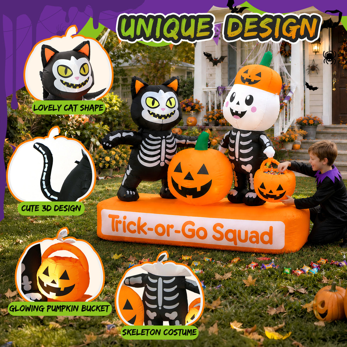 7FT Trick-or-Go Squad Halloween Inflatable