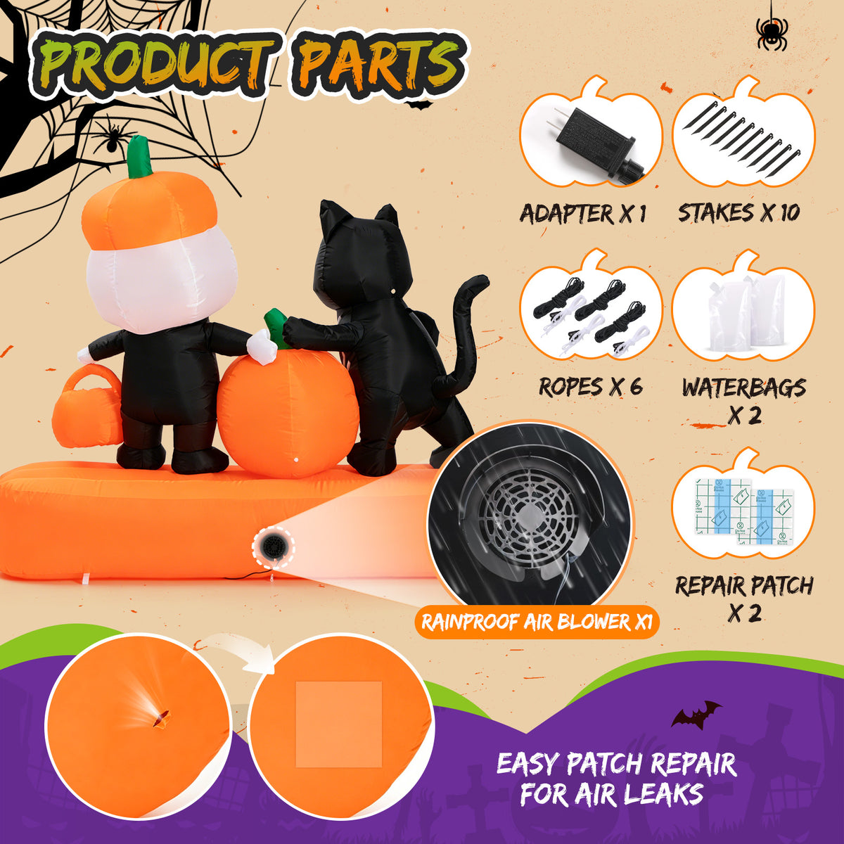 7FT Trick-or-Go Squad Halloween Inflatable