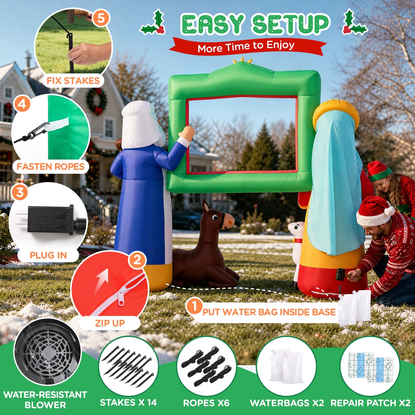 9FT Nativity Scene Photo Frame Christmas Inflatable