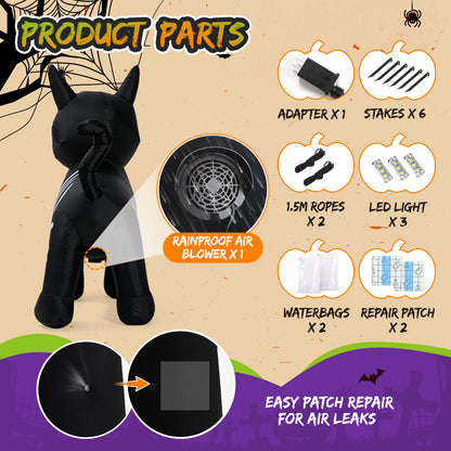 4FT Skeleton Cat with Pumpkin Halloween Inflatable