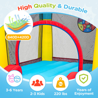9FT 5-in-1 Bounce House with Slide & Ball Pit
