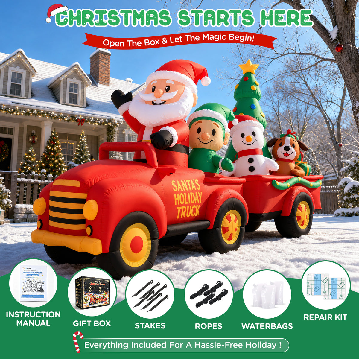 10FT Santa Holiday Truck Christmas Inflatable