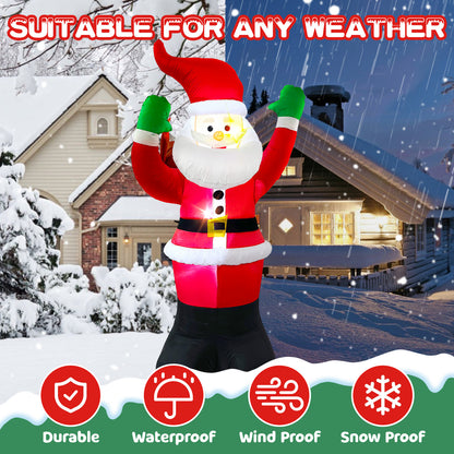 6FT Christmas Inflatables Santa Claus Blow-up Christmas Outdoor Decorations with LED Lights for Holiday Garden Lawn Yard Decoration