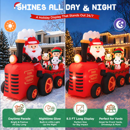 8.7FT Santa Farm Tractor Christmas Inflatable