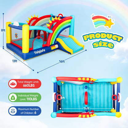 16FT Rainbow Playland Bounce House for Big Kids