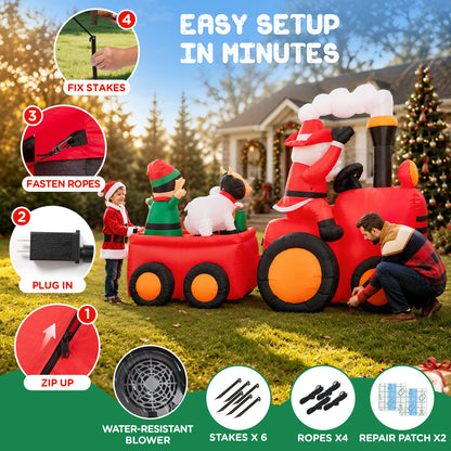 8.7FT Santa Farm Tractor Christmas Inflatable