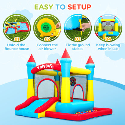 9FT 5-in-1 Bounce House with Slide & Ball Pit