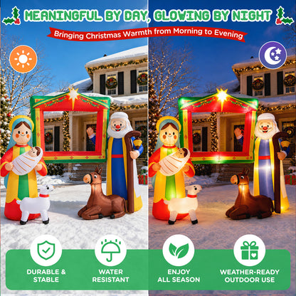 9FT Nativity Scene Photo Frame Christmas Inflatable
