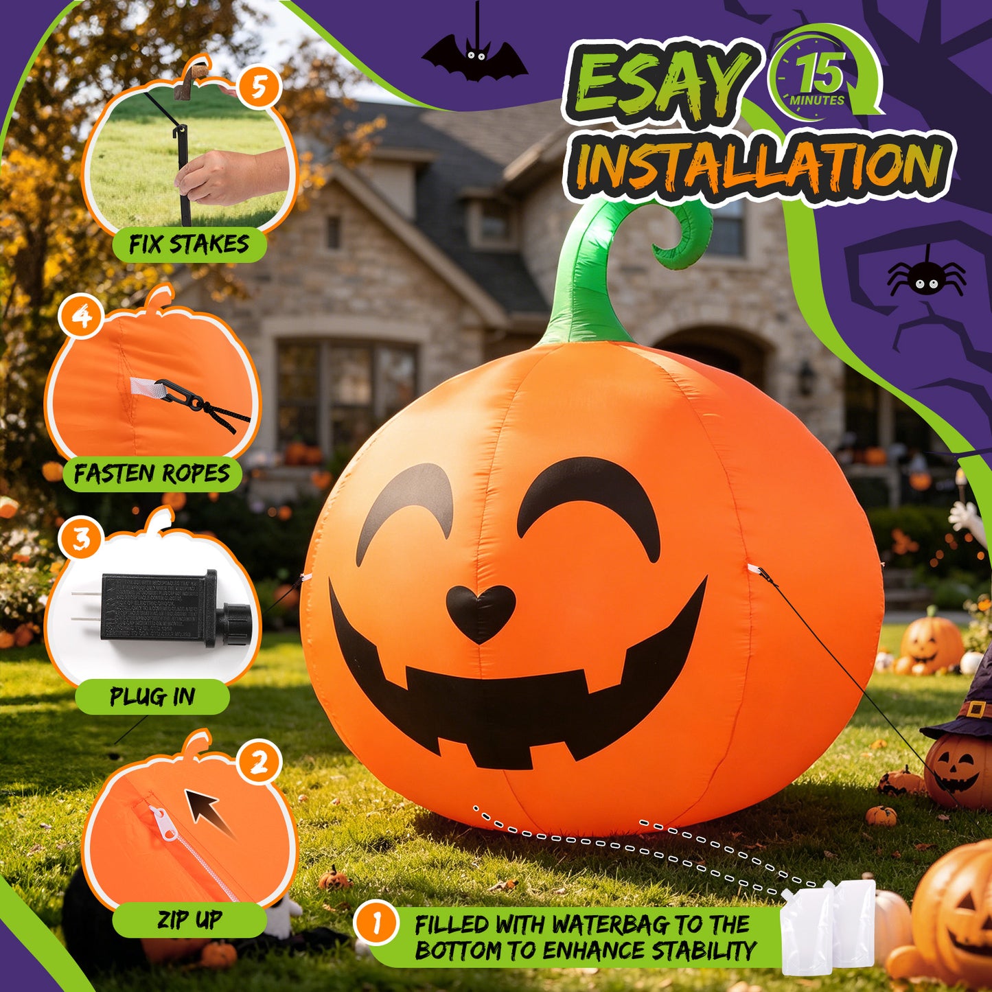 10FT Giant Jack-o'-Lantern Halloween Inflatable