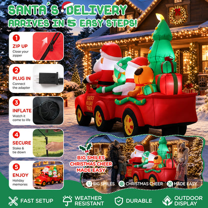 10FT Santa Holiday Truck Christmas Inflatable