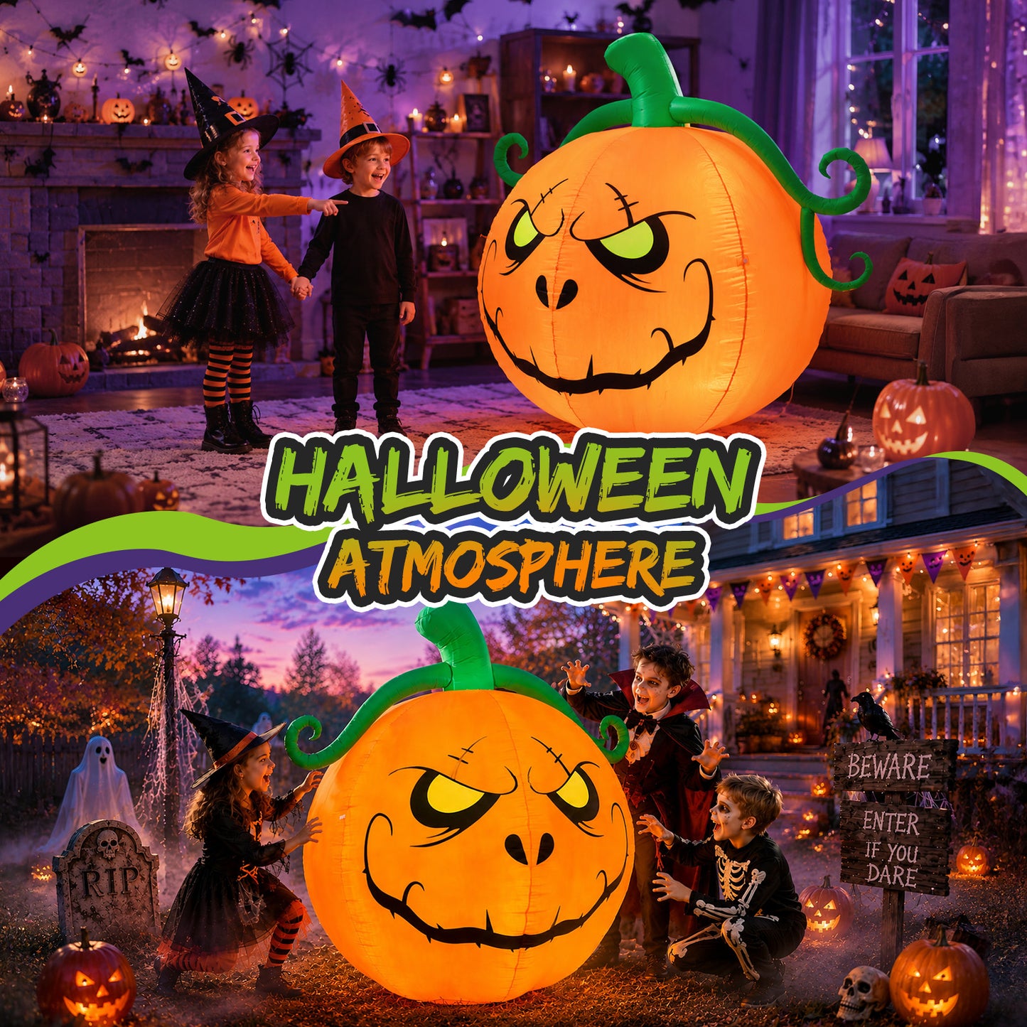 5FT Grumpy Pumpkin Halloween Inflatable