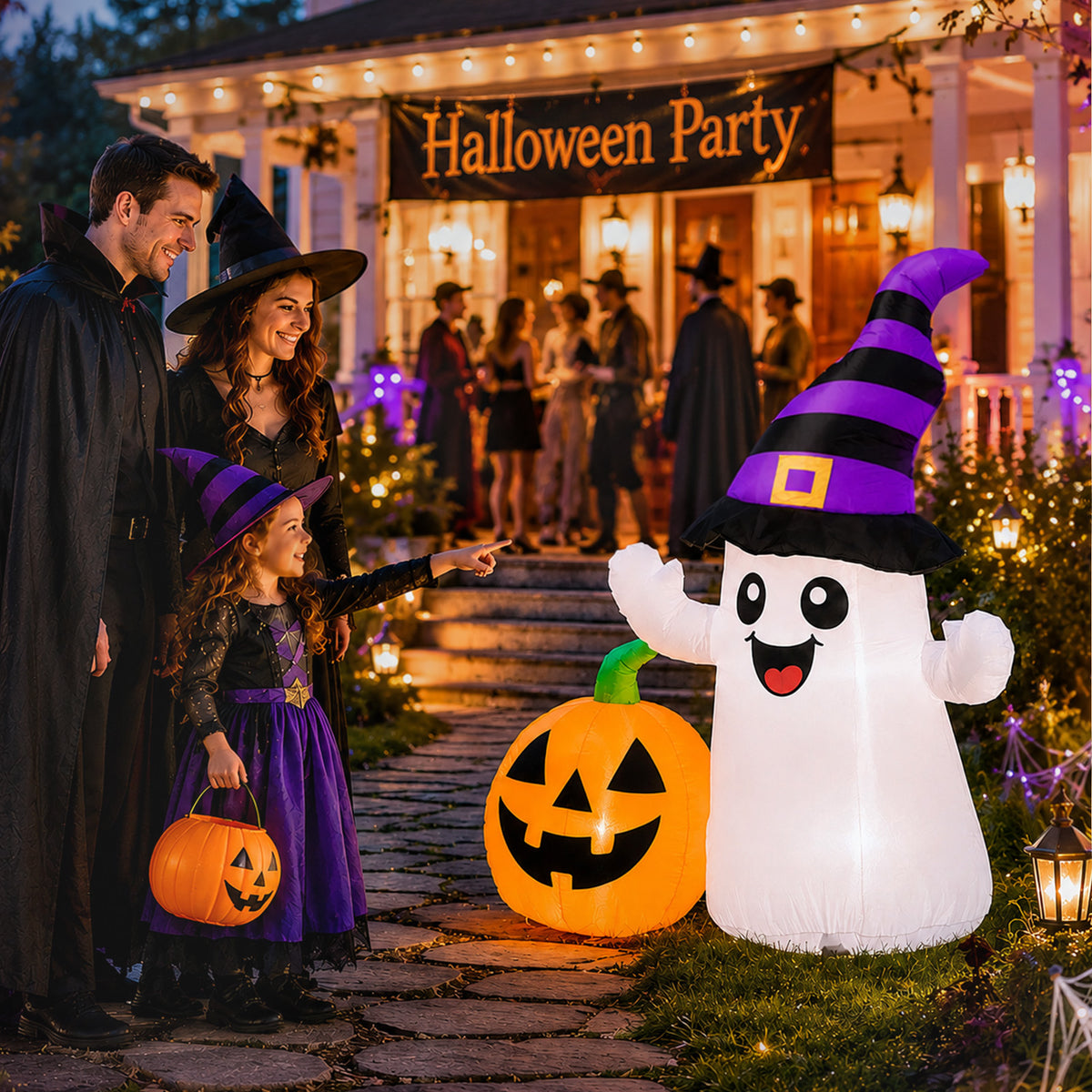 5.5FT Smiling Ghost with Pumpkin Halloween Inflatable