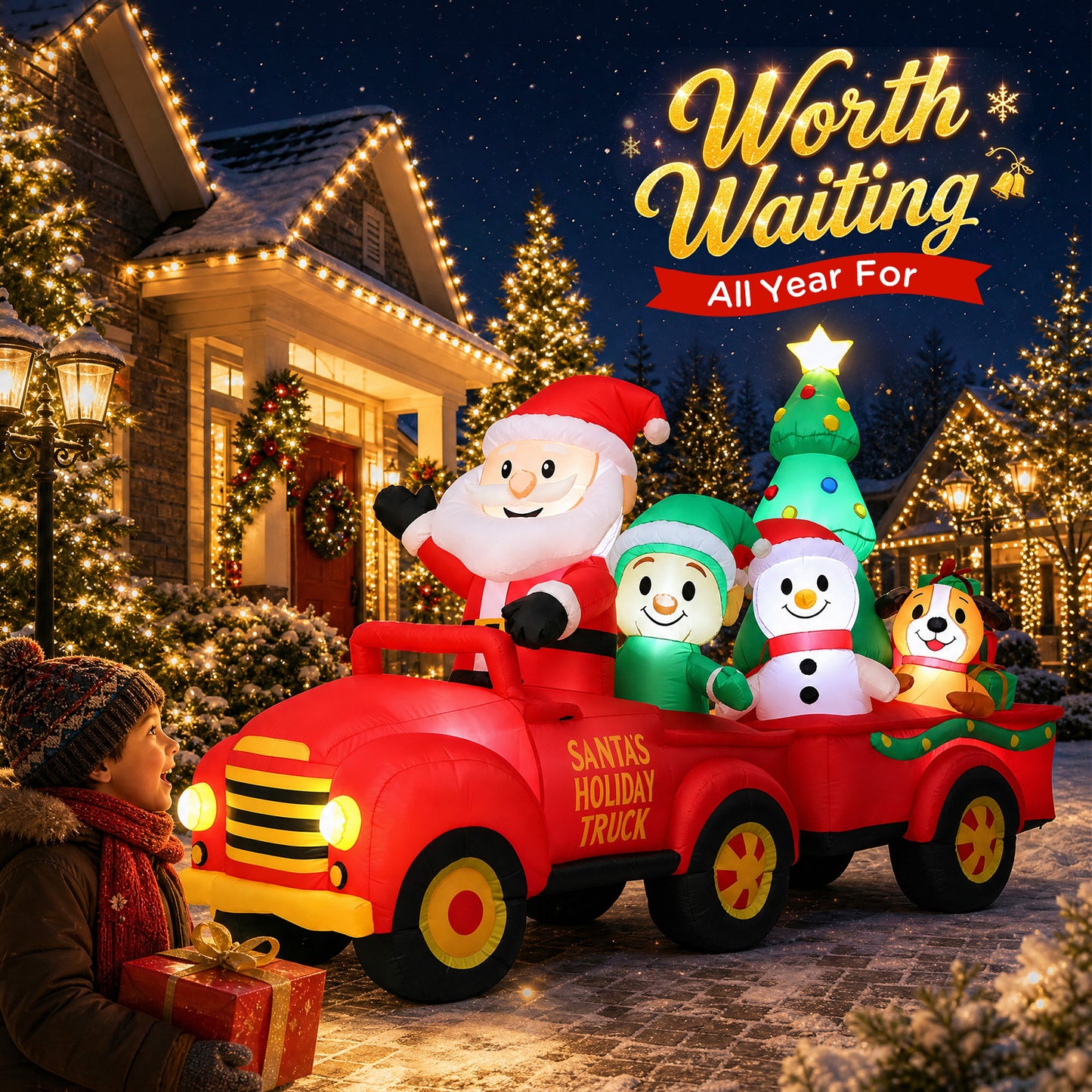 10FT Santa Holiday Truck Christmas Inflatable