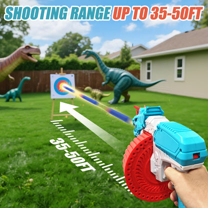 Toiyjofe Dinosaur Foam Dart Blaster for Boys, 40 Darts Toy Gun Triceratops Design for Kids Aged 8–12, Outdoor Shooting Game Toy