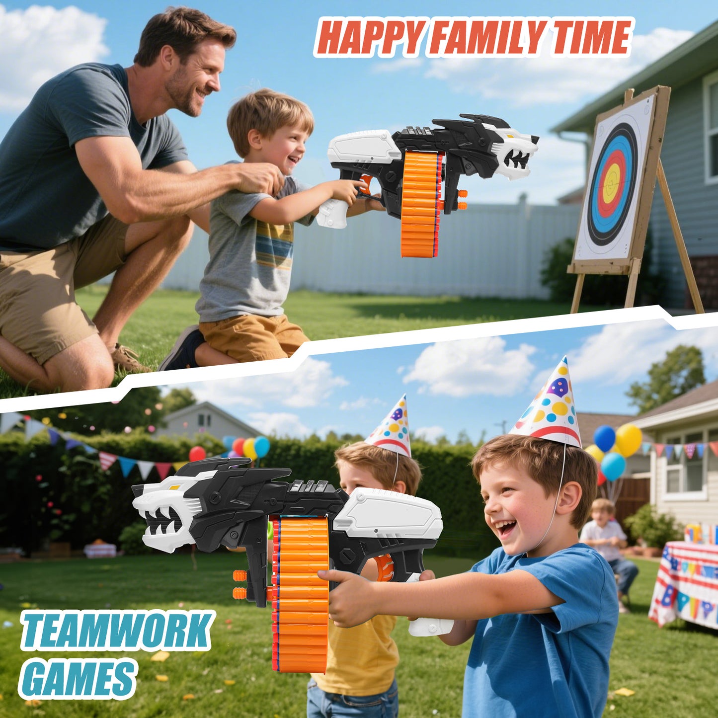 Toiyjofe Lion-Themed Foam Dart Blaster for Boys, 40 Darts Toy Gun for Kids Age 8–12, Outdoor Adventure Blaster Game Toy