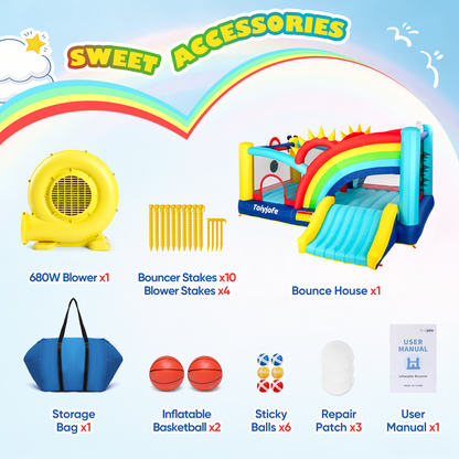 16FT Rainbow Playland Bounce House for Big Kids