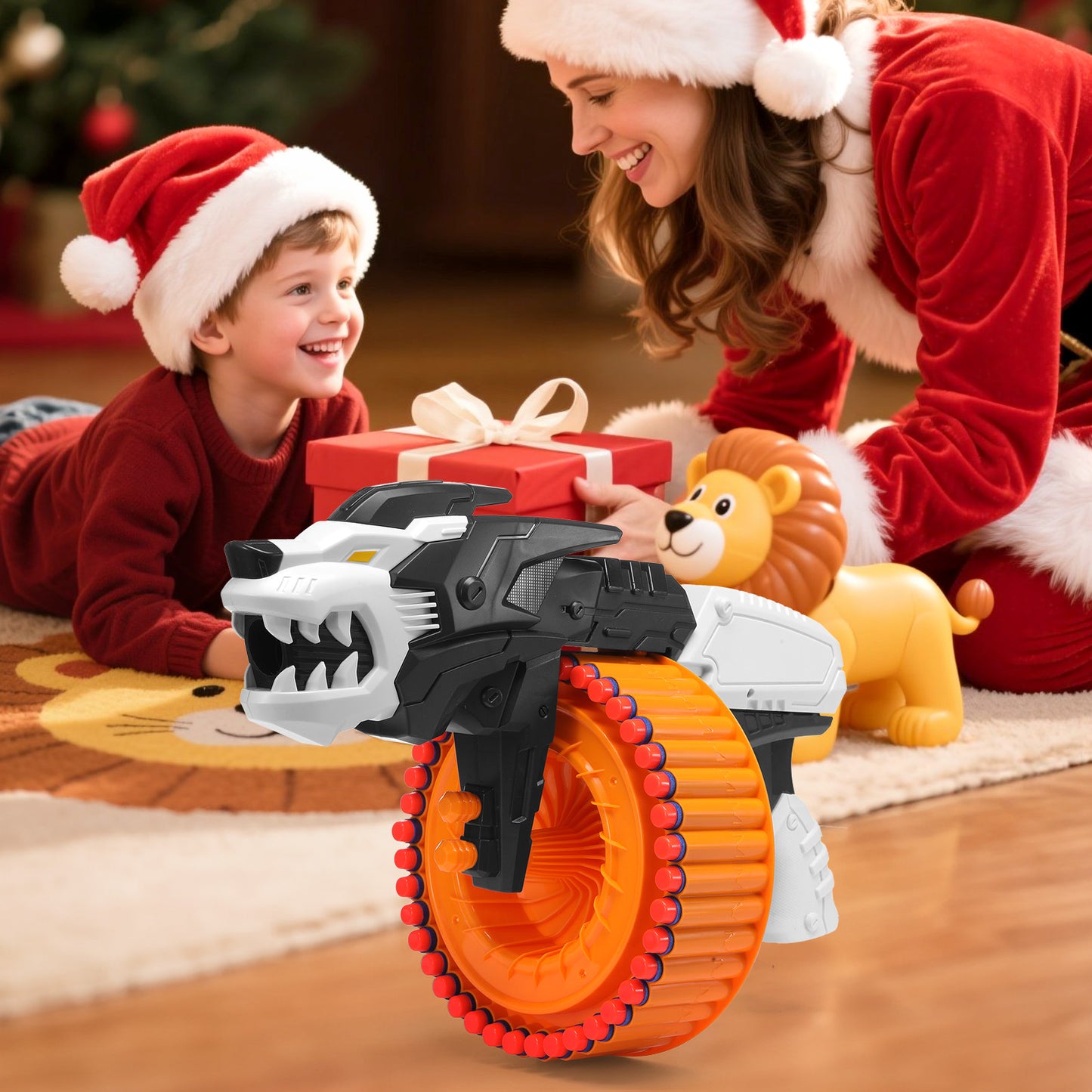 Toiyjofe Lion-Themed Foam Dart Blaster for Boys, 40 Darts Toy Gun for Kids Age 8–12, Outdoor Adventure Blaster Game Toy