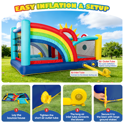 16FT Rainbow Playland Bounce House for Big Kids