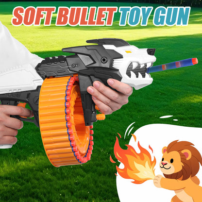 Toiyjofe Lion-Themed Foam Dart Blaster for Boys, 40 Darts Toy Gun for Kids Age 8–12, Outdoor Adventure Blaster Game Toy
