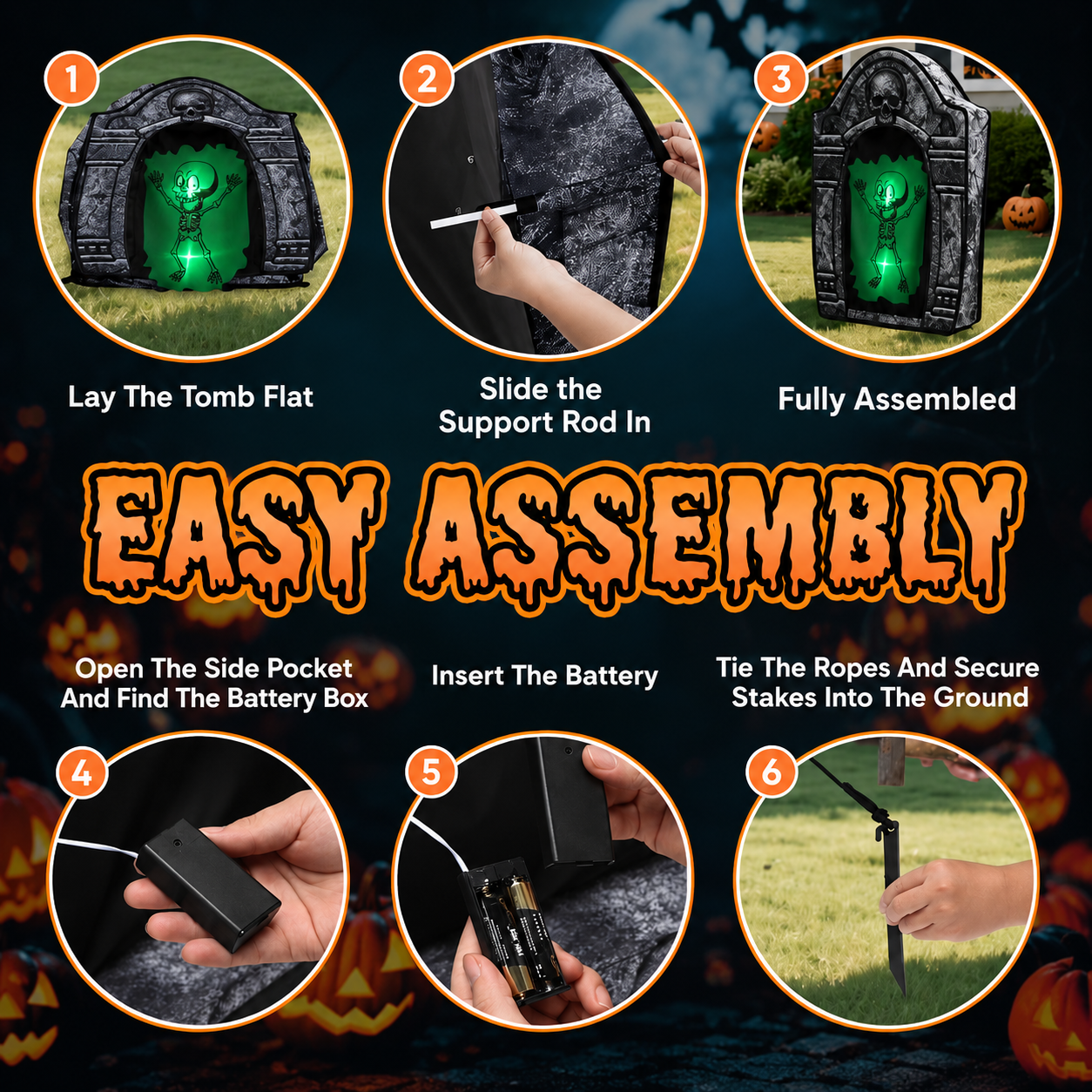 3.5FT Green LED Skeleton Tombstone Decoration