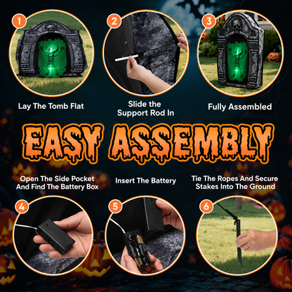 3.5FT Green LED Skeleton Tombstone Decoration