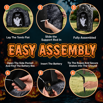 3.5FT LED Ghost Tombstone Halloween Decoration