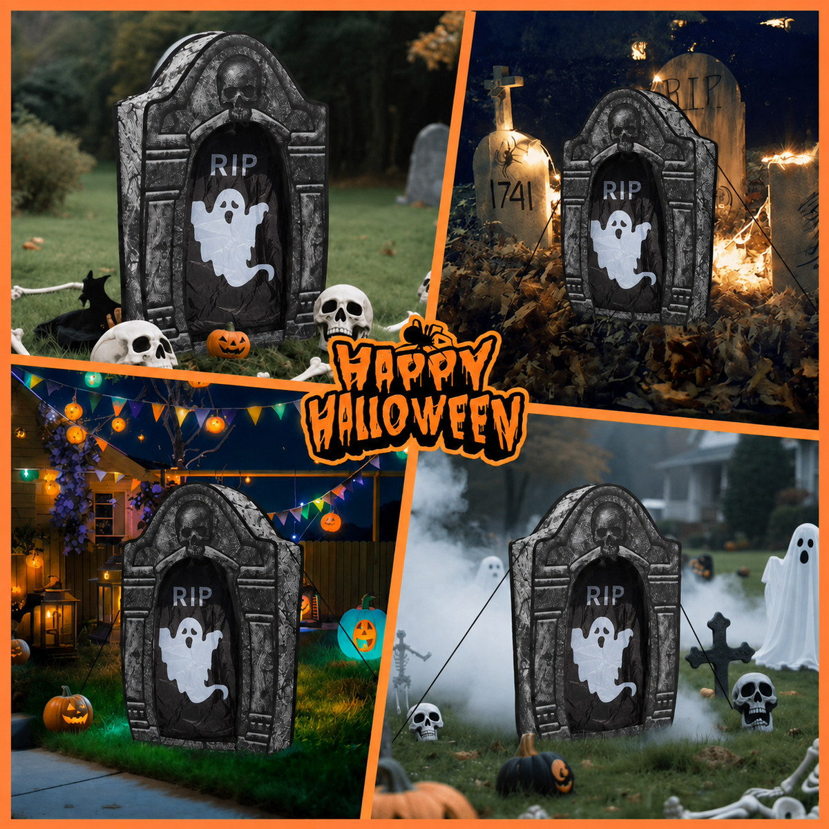 3.5FT LED Ghost Tombstone Halloween Decoration