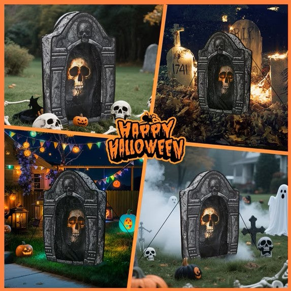 3.5FT LED Skull Tombstone Halloween Decoration