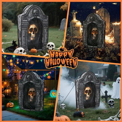 3.5FT LED Skull Tombstone Halloween Decoration