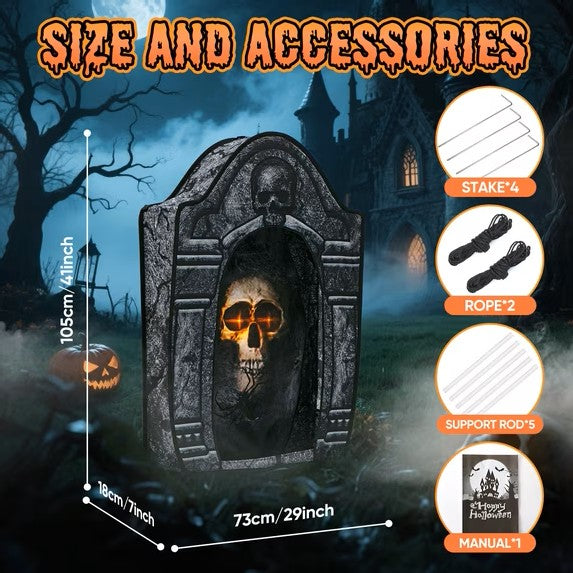 3.5FT LED Skull Tombstone Halloween Decoration