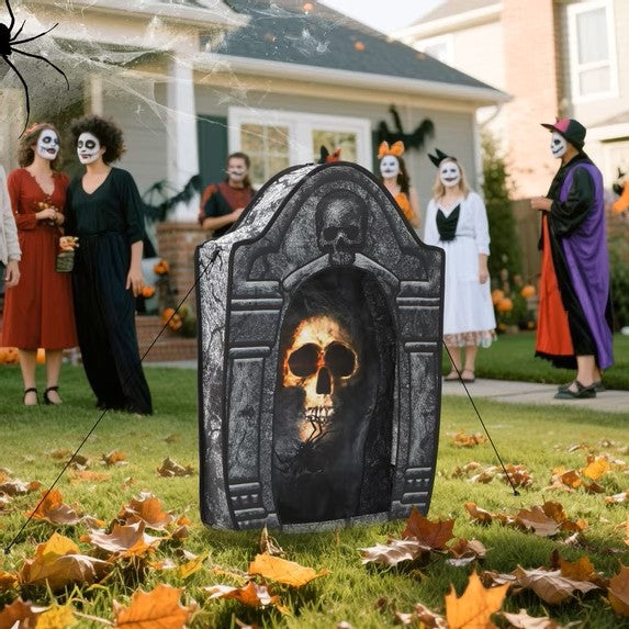 3.5FT LED Skull Tombstone Halloween Decoration